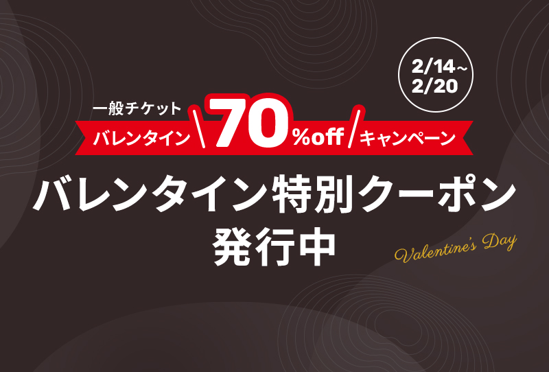 一般チケット バレンタイン70％offキャンペーン　バレンタイン特別クーポン発行中