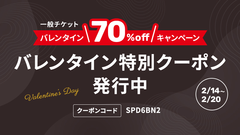 一般チケット バレンタイン70％offキャンペーン　バレンタイン特別クーポン発行中